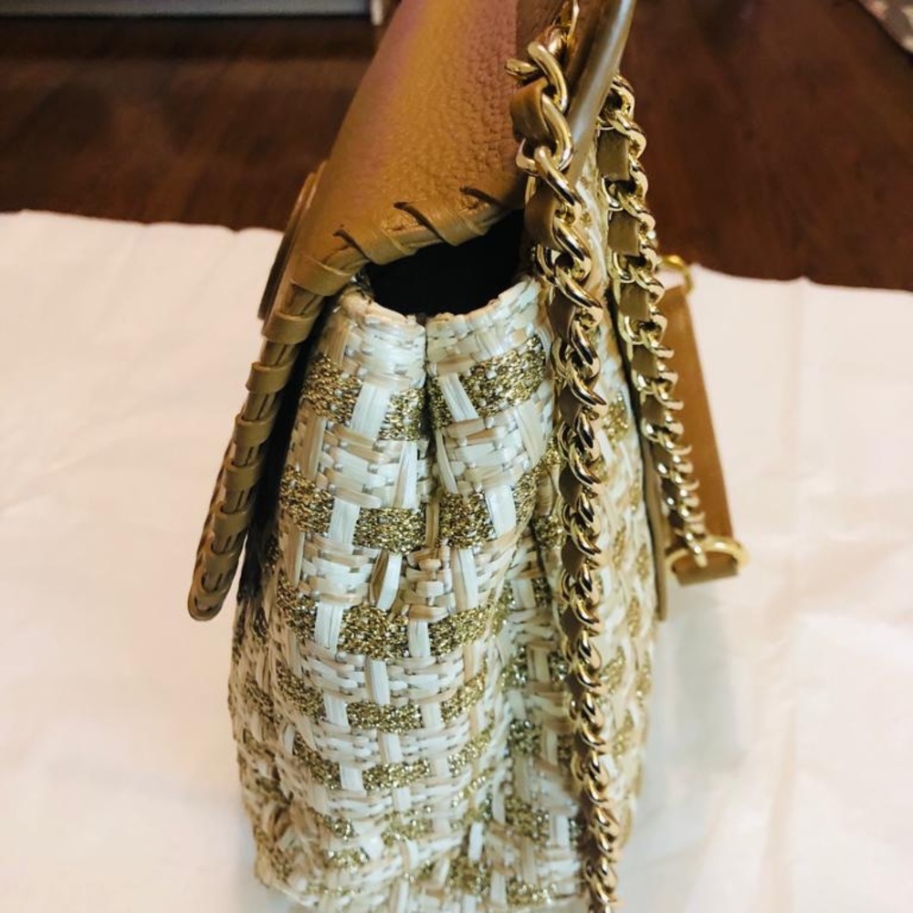 ❤️SOLD❤️Tory Burch Marion Woven Shimmery Shoulder Bag - Picture 11 of 15
